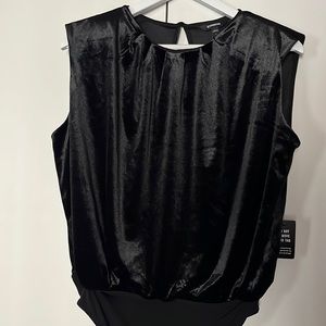 Express Women’s Black Sleeveless Velvet BodySuit NWT